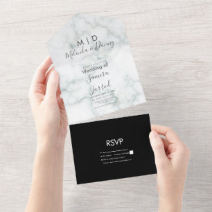 Invitación Todo En Uno Mármol de concreto gris todo en una sola invitació