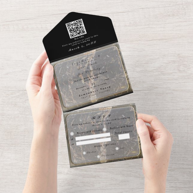 Invitación Todo En Uno Mármol elegante personalizado (desgarro)