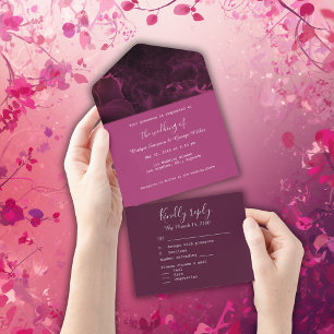 Invitación Todo En Uno mármol rosa y elegante