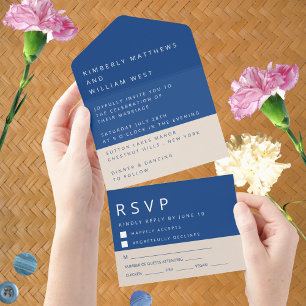 Invitación Todo En Uno Marseille Bleu simple boda moderna RSVP
