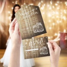 Mason Jars String ilumina la boda de madera rústic