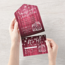 Mason Jars String ilumina la boda de madera rústic