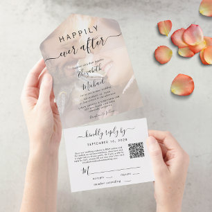 Invitación Todo En Uno Me alegro de que después de QR Code Photo Boda