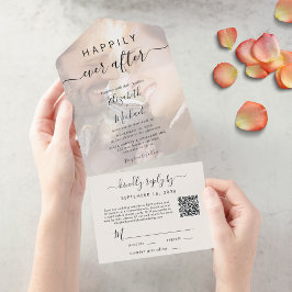Invitación Todo En Uno Me alegro de que después de QR Code Photo Cream Bo