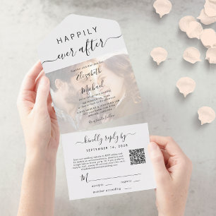 Invitación Todo En Uno Me alegro de que el Boda de código QR de la foto s