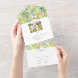 Invitación Todo En Uno Meadow Wildflowers Summer Boho Boda Foto