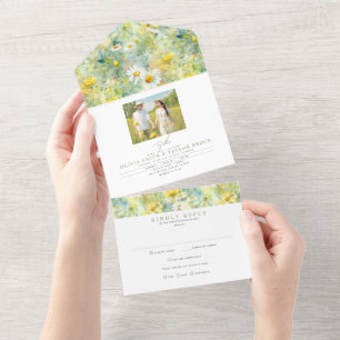 Invitación Todo En Uno Meadow Wildflowers Summer Boho Boda Foto