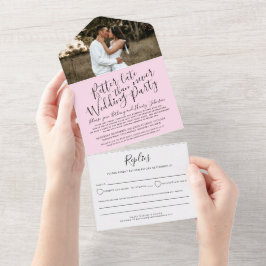 Invitación Todo En Uno Mejor fiesta de boda tarde RSVP foto rosa negro