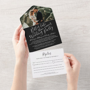 Invitación Todo En Uno Mejor tarde foto en blanco y negro de RSVP de la f