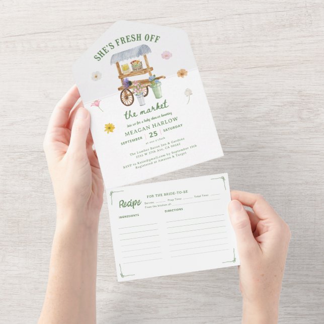 Invitación Todo En Uno Mercado De Flores En El Mercado De La Ducha De Nov (desgarro)