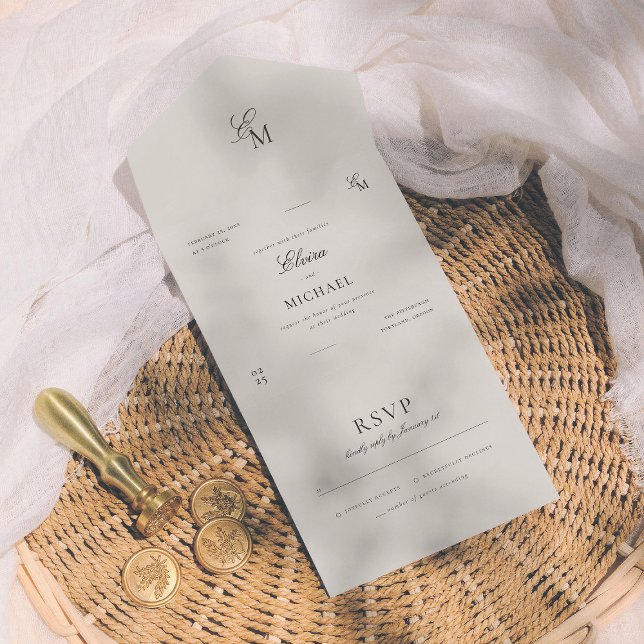 Invitación Todo En Uno Minimalist Ivory Editorial Wedding (Subido por el creador)