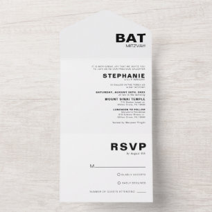 Invitación Todo En Uno Minimalista Bat Mitzvah