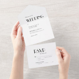Invitación Todo En Uno Minimalista Boda Art Deco Moderno