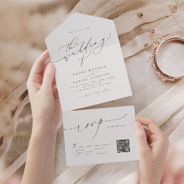 Invitación Todo En Uno Minimalista Moderno Chic Letra Elegante Boda
