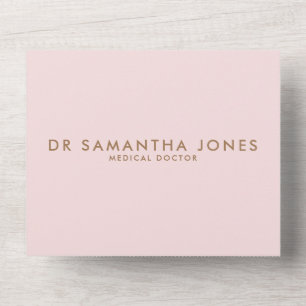 Invitación Todo En Uno Minimalista Moderno Doctor Profesional Rosa