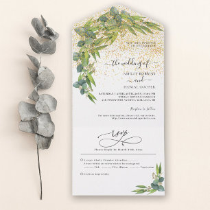 Invitación Todo En Uno Minimalista Poppy Elegante Boda Todo En Un Invi