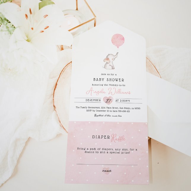Invitación Todo En Uno Minimalista simple elefante moderno Baby Shower (Subido por el creador)