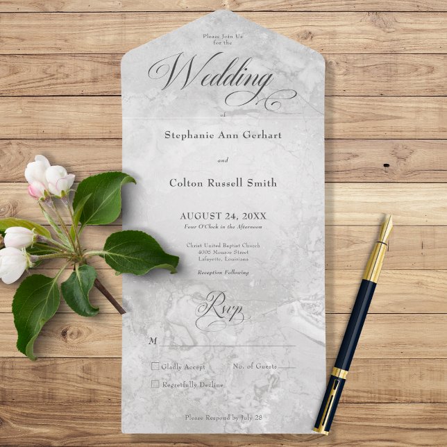 Invitación Todo En Uno Mínimo de mármol gris moderno sin cena (Subido por el creador)