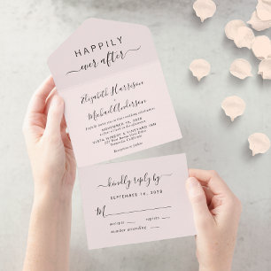 Invitación Todo En Uno Mínimo Feliz Nunca Después De La Rosa Boda