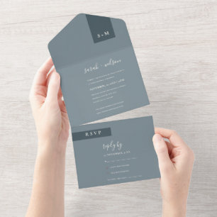 INVITACIÓN TODO EN UNO MÍNIMO TERRACOTTA RUST MONOGRAM BODA SCANDI A