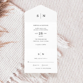Invitación Todo En Uno Mínimo y Moda | Boda blanco y negro