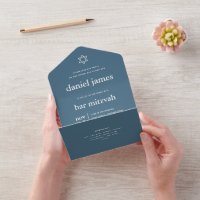 Mitzvah Dusty Blue ALL EN UNA INVITACIÓN