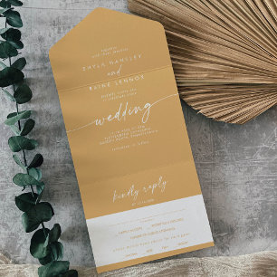 Invitación Todo En Uno Moda Boho Amarillo Elección de comida Marigold Bod