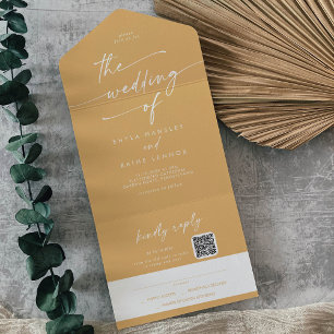 Invitación Todo En Uno Moda Boho Amarillo Marigold QR Código Correo En Bo