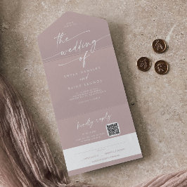 Invitación Todo En Uno Moda Boho Rosa Polvoriento Correo De Código QR Ros