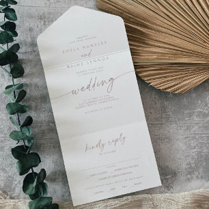 Invitación Todo En Uno Moda Boho Rubor Elección de comida rosada Boda RSV