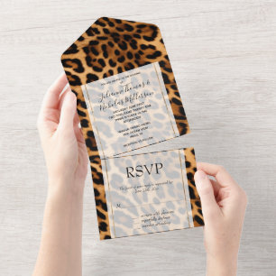 Invitación Todo En Uno Moda Brown Leopard
