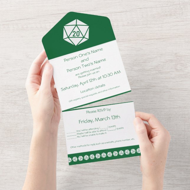 Invitación Todo En Uno Moda de mesa en verde (desgarro)