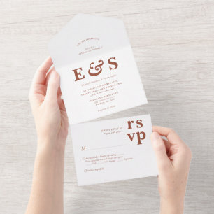 Invitación Todo En Uno Moda de preparación minimalista Boda de monograma 