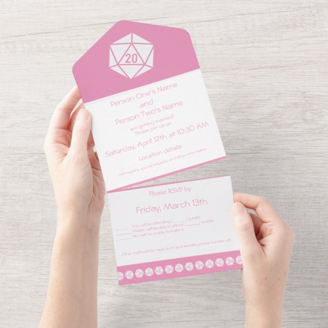 Invitación Todo En Uno Moda de tabletop en rosa Petal (desgarro)