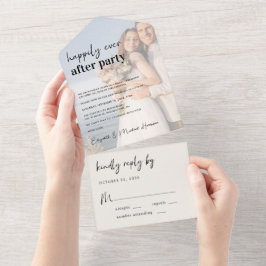 Invitación Todo En Uno Moda Foto Crema Boda Recepción