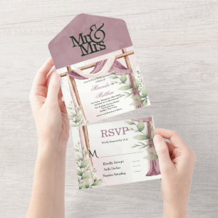 Invitación Todo En Uno Moda Lavender Canopy Eucalyptus Boda