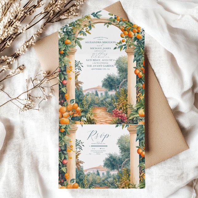 Invitación Todo En Uno Moda Lemon Boda de verano mediterráneo (Subido por el creador)