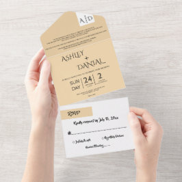 Invitación Todo En Uno Moda mínima Beige blanco moderno matrimonio elegan