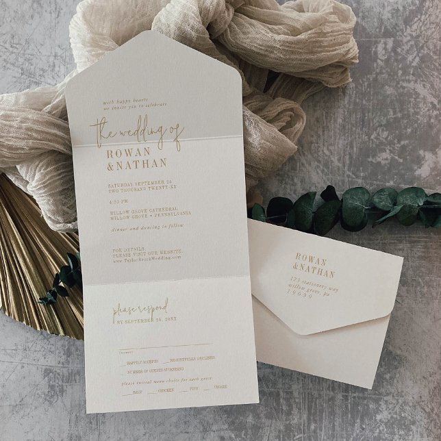 Invitación Todo En Uno Moda moderna Boda de oro de época (Subido por el creador)