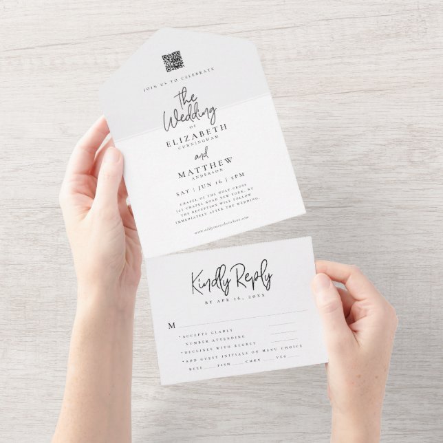 Invitación Todo En Uno Moda moderna Elegante Boda simple de la opción de  (desgarro)