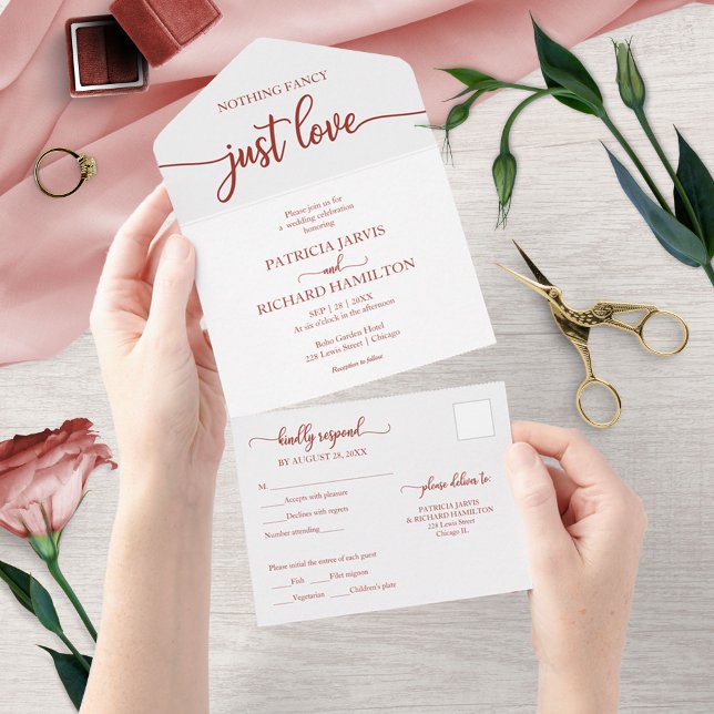 Invitación Todo En Uno Moda Terracotta Calligraphy Casual Boda (Subido por el creador)