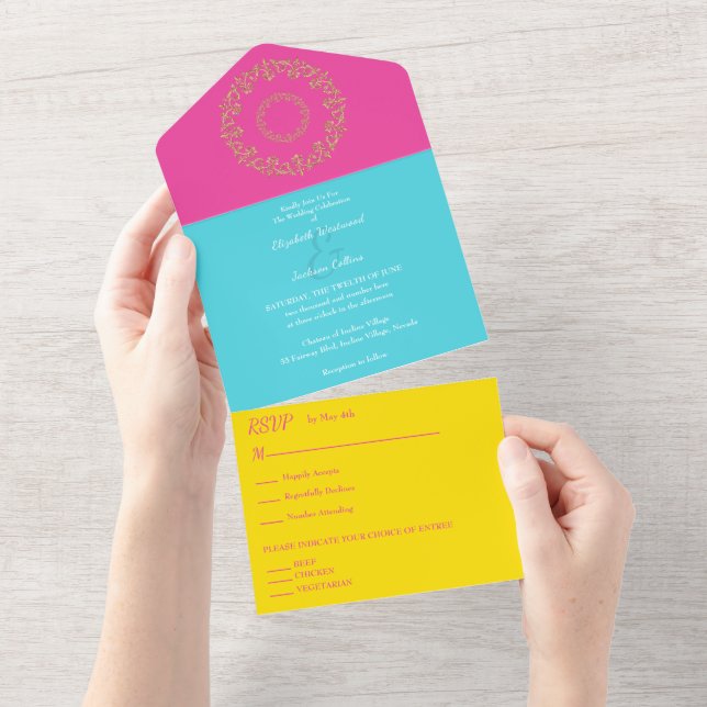 Invitación Todo En Uno Moda Vibes Boda de oro (desgarro)