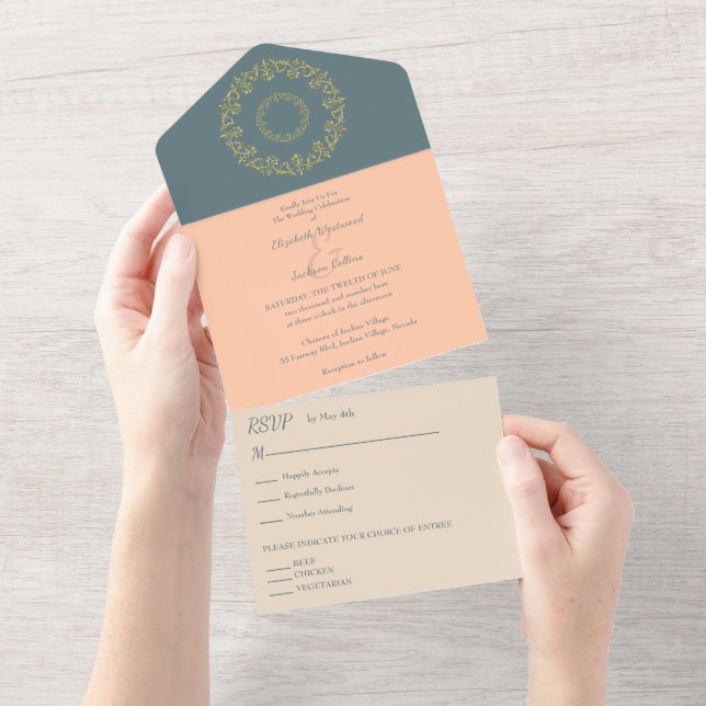 Invitación Todo En Uno Moda Vibes Boda de oro (desgarro)
