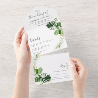 Invitación Todo En Uno Modern and elegant tropical frame