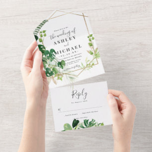 Invitación Todo En Uno Modern and elegant tropical frame