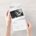 Invitación Todo En Uno Modern Elegant Black simple 1 Photo RSVP Wedding<br><div class="desc">Announce your special day with timeless style using this Modern Elegant Black Simple 1 Photo RSVP Wedding All-in-One Invitation. Designed with a sleek black color palette and clean minimalist typography, this sophisticated invitation beautifully highlights your favorite couple photo while presenting your wedding details in a refined and modern layout. The...</div>