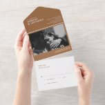 Invitación Todo En Uno Modern Elegant Chic Trendy 1 Photo RSVP Wedding<br><div class="desc">Announce your special day in style with this Modern Elegant Chic Trendy 1 Photo RSVP Wedding All-in-One Invitation. Designed with a clean, contemporary layout, this beautiful invitation highlights your favorite engagement photo while presenting your wedding details in a sophisticated and timeless style. The minimalist design and elegant typography create a...</div>