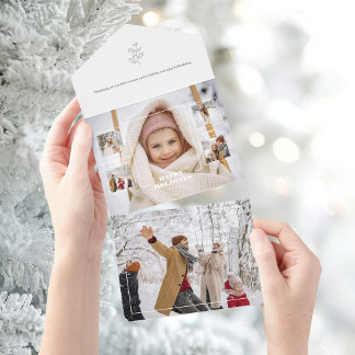 Invitación Todo En Uno Modern Happy Holidays Thin Line Border 5-Photo