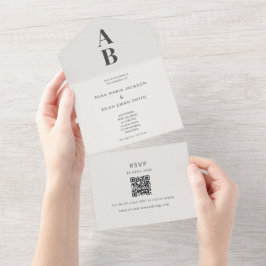 Invitación Todo En Uno Modern Minimal All-in-One Wedding Invitation