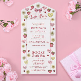 Invitación Todo En Uno Modern Pink Couples Valentines Theme Baby Shower